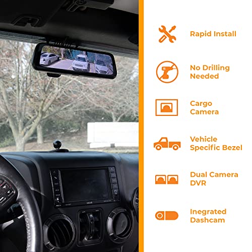 Brandmotion Fullvue Mirror And Camera System For Ford F-150 2015-Current Super Duty 2017-Current Fvmr-1181 Always Recording Dash / 3Rd Brake Light Cargo Bed Cameras W/Touch Mirror And G-Shock Sensor #TOP4