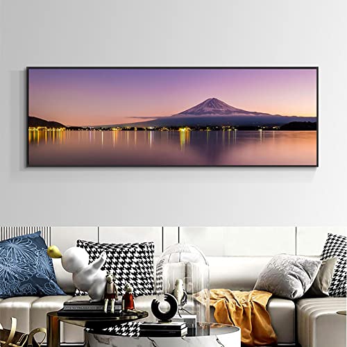 Panorama Lienzo Pintura Impreso en Lienzo-Monte Fuji Sunset Light Cuadro paisaje natural sobre lienzo-Cuadros de arte de pared de lienzo Cover