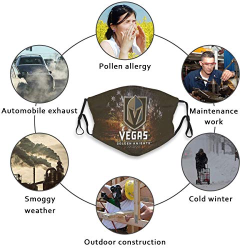 Las Vegas Golden Hockey Fans Reusable Mouth Cover Face Scarf for Men Women Sports/Outdoor with 10 Filter