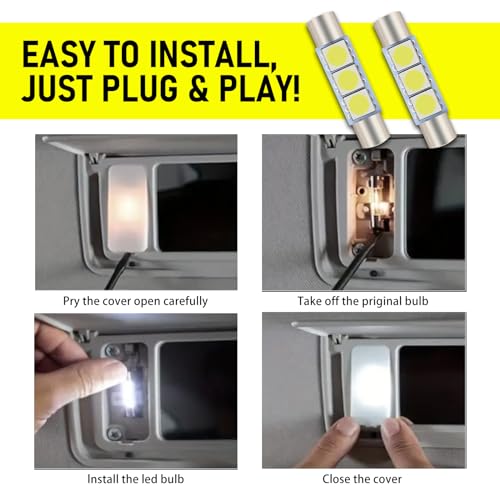 Pack de 10 luces LED 28mm para auto, luz blanca miniatura 6