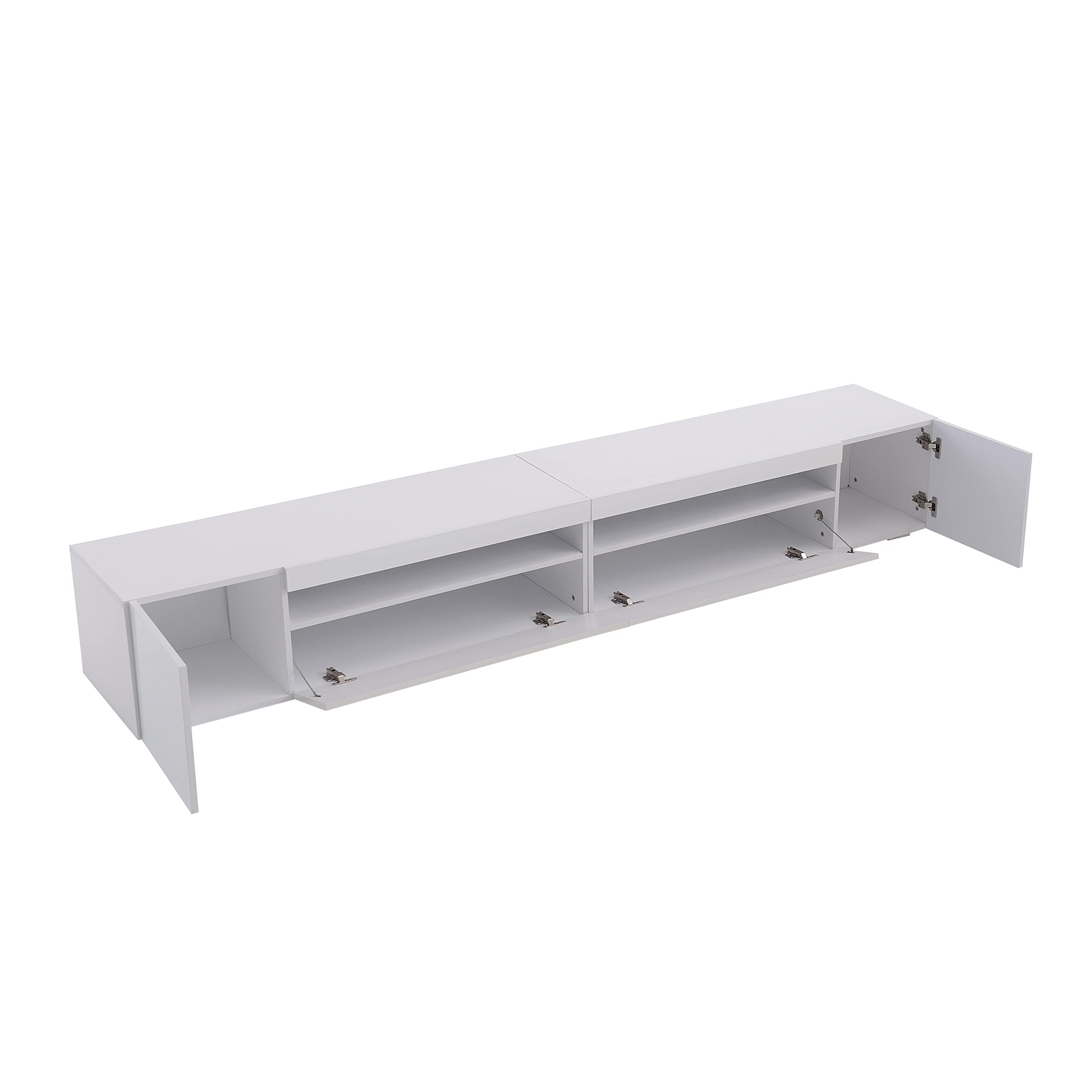 Mueble De TV Blanco Con Luz LED - Moderno Y Espacioso (240 Cm)