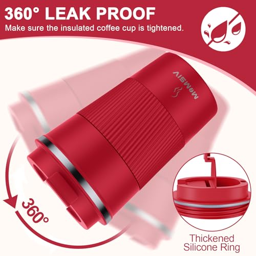 Image of MOMSIV 12oz Travel Mug, Insulated Coffee Cup with Leakproof Lid, Vacuum Stainless Steel Double Walled Reusable Tumbler for Hot and Cold Water Coffee and Tea