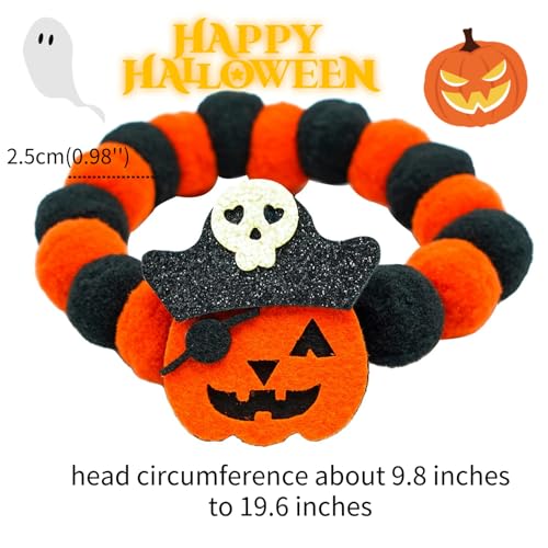 Collar Halloween para perro con pompones ajustable naranja miniatura 2