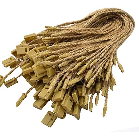 Renashed 500 Pcs Hemp Twine Hang Tag String Snap Lock Pin Loop Fastener Hook Ties Easy and Fast to Attach Cover