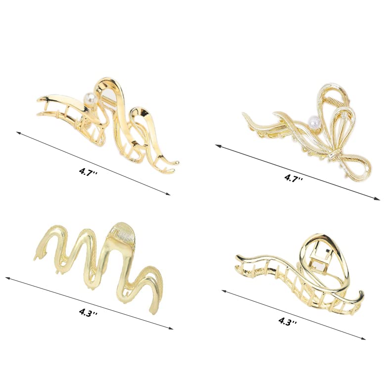 Miniatura 3 de Pinzas para el cabello para mujer, paquete de 4 pinzas grandes de metal de 4 pulgadas, pinzas de pelo perfectas para mujeres y más delgadas, peinado
