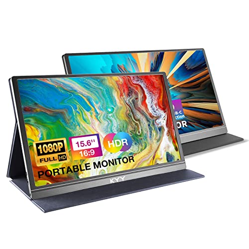 Image of KYY 15.6'' Portable Monitor Bundle [K3 Grey & K3-1 Grey] 1080P FHD USB-C Laptop Monitor HDMI Computer Display HDR IPS Gaming Monitor w /Smart Cover & Dual Speakers, for Laptop PC Phone PS4 Xbox Switch