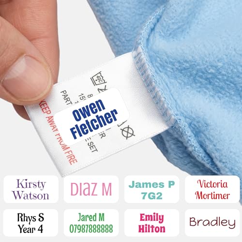 Personalised Stick On Clothing Name Labels Washable No Iron Name Tags for School Uniforms Nursery & Care Home Clothes Waterproof Self Adhesive Custom Name Stickers (30)