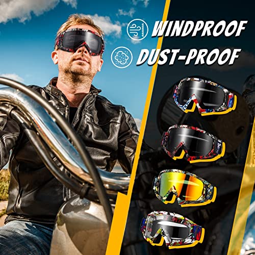 Tallew 4 Pairs Dirt Bike Goggles Motorcycle Goggles Motocross Goggles Riding Racing Atv Goggles For Adults Windproof Motorbike Powersports Goggles Ski Glasses For Men Women #TOP3