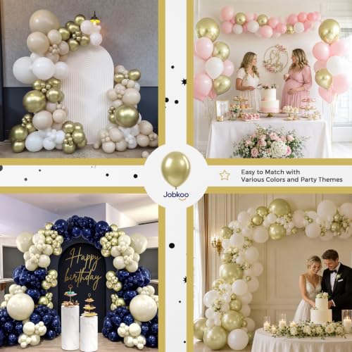Image of Jobkoo Metallic Gold Balloons, 12 Inch Chrome Light Gold Latex Balloon