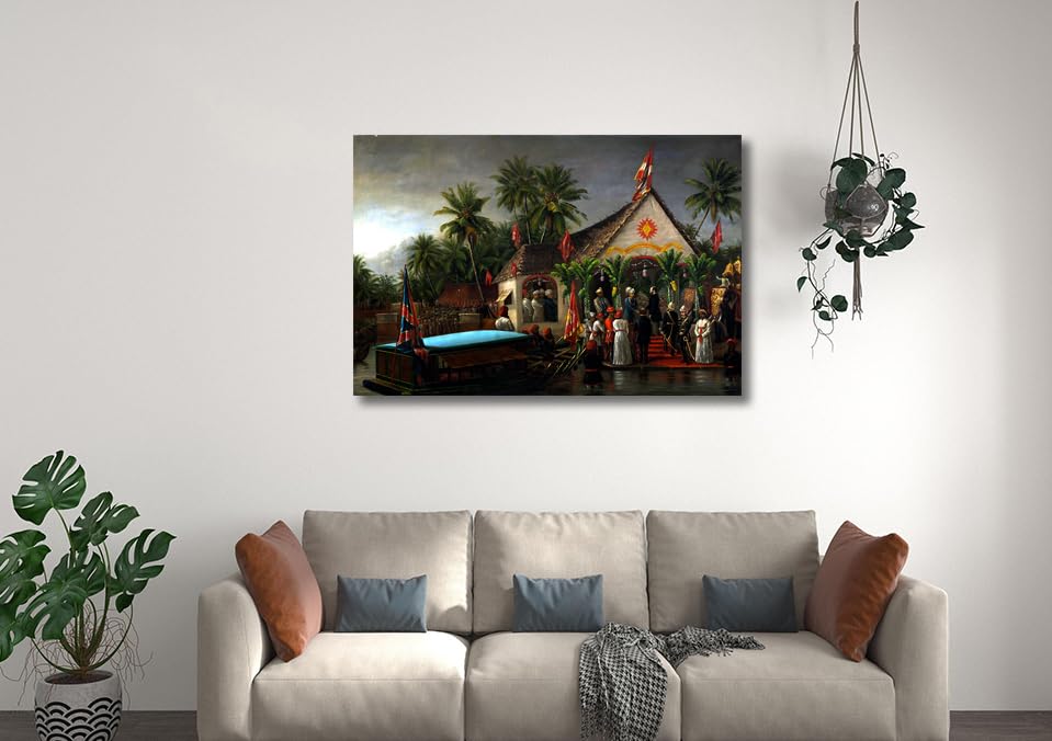 Image of Sikhash Raja Ravi Varma Canvas Paintings Classic Art, Indian Art, Famous Artist, Wall Painting for Living Room, Bedroom, Office, Unframed, Multicolor Fabric Size - 23x15 inches (58x38 cms, The Maharaja of Travancore welcoming Richard)