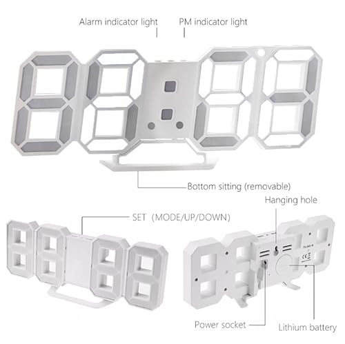 3D Led Wall Clock 9.5” Digital Timer Nightlight Watch Alarm Clock For Warehouse Office Home Living Room,12/24 Hour Display, Brightness To Adjust（9.5Inch） #TOP6