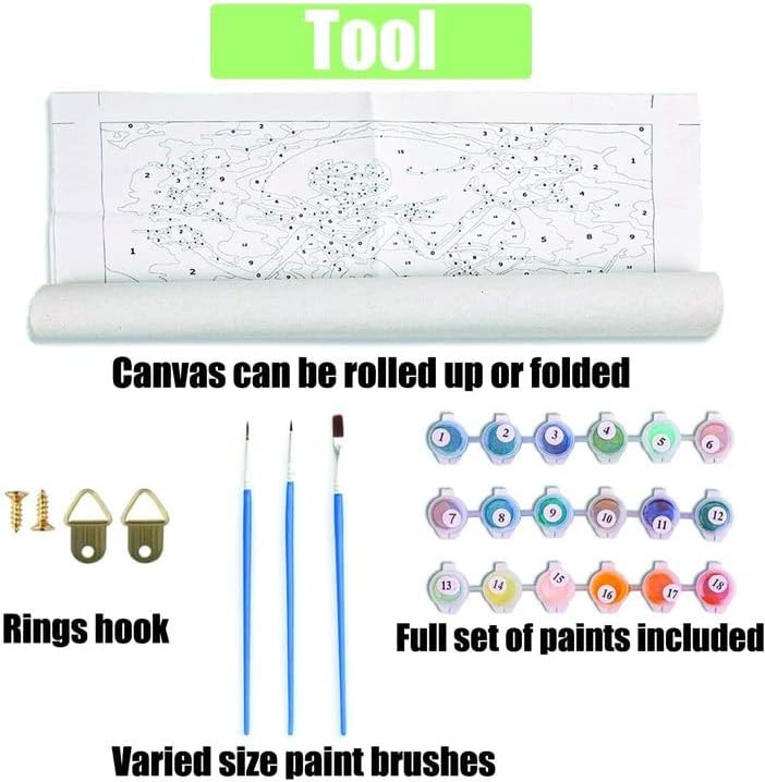 Miniatura 5 de VAIIEYO Pintura acrílica por números para adultos, animal tigre, kit de pintura al óleo de bricolaje, lienzo, pintura de dibujo con pinceles para