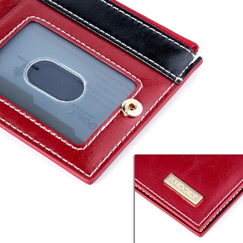 Image of ANDOILT Wallets for Women Genuine Leather Wallet RFID Blocking Bifold Multi Card Case Purse with Zipper Pocket Handbag