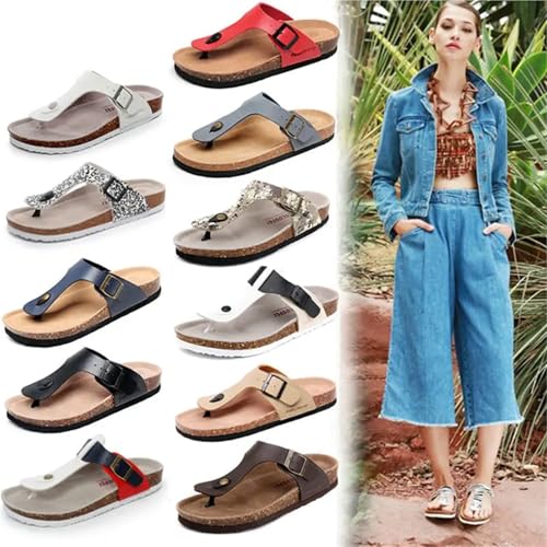 Flip Flops for Women Summer Cork Herringbone Slippers for Men and Women, Outdoor Beach Sandals, Plus Size 35-46(Color 15,41)2