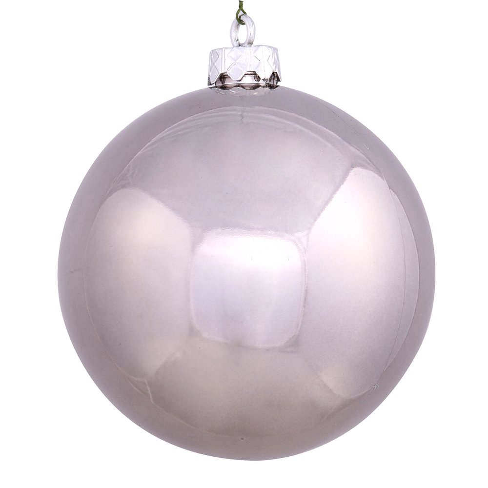 Vickerman 6" Pewter Shiny Ball Ornament 3 pack