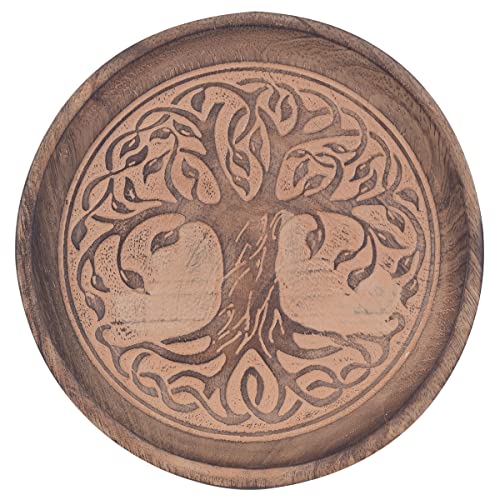 Vidal Regalos Vaciabolsillos de Madera 16 cm – Diseño Árbol de la Vida | Bandeja Decorativa para Llaves, Monedas y Joyas | Plato Organizador Hecho a Mano en Madera Natural