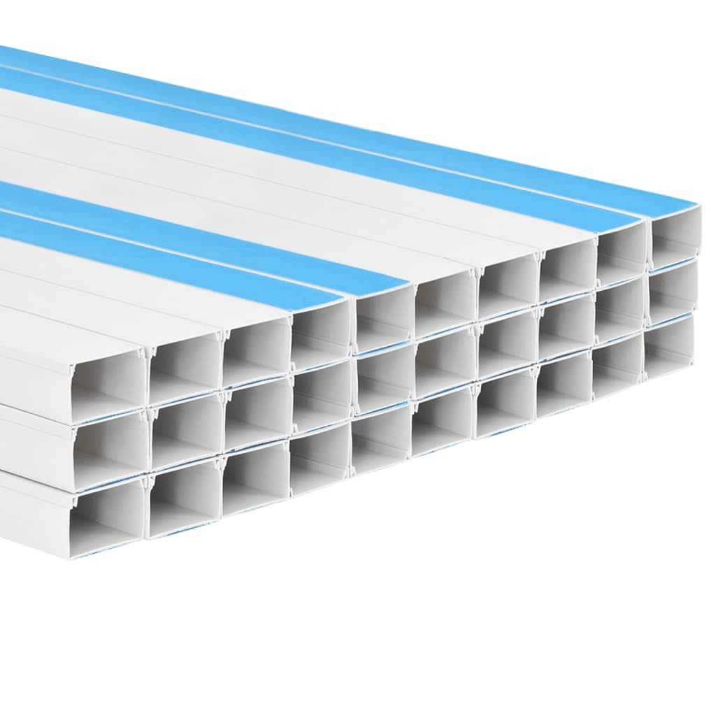 Kabelkanal selbstklebend 30 m Set, 30 x 1 m PVC Kabelabdeckung, 50x25 mm Kabelmanagement für Wand, Büro und Zuhause, Weiß