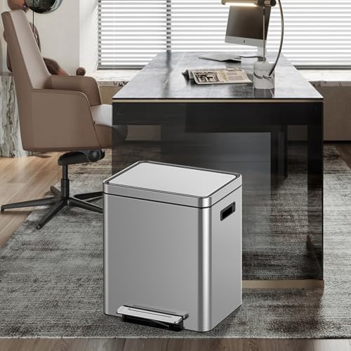 Bote de basura rectangular de acero inoxidable 36 L con pedal miniatura 6