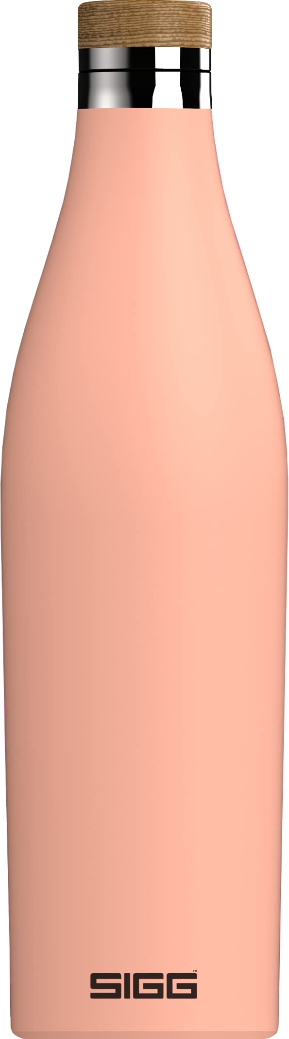 SIGG - Insulated Water Bottle - Meridian - Leakproof - Extra Slim - BPA Free - Plastic Free - Double Walled 18/8 Stainless Steel - Bamboo Screw Top - Pink - 0.5 L