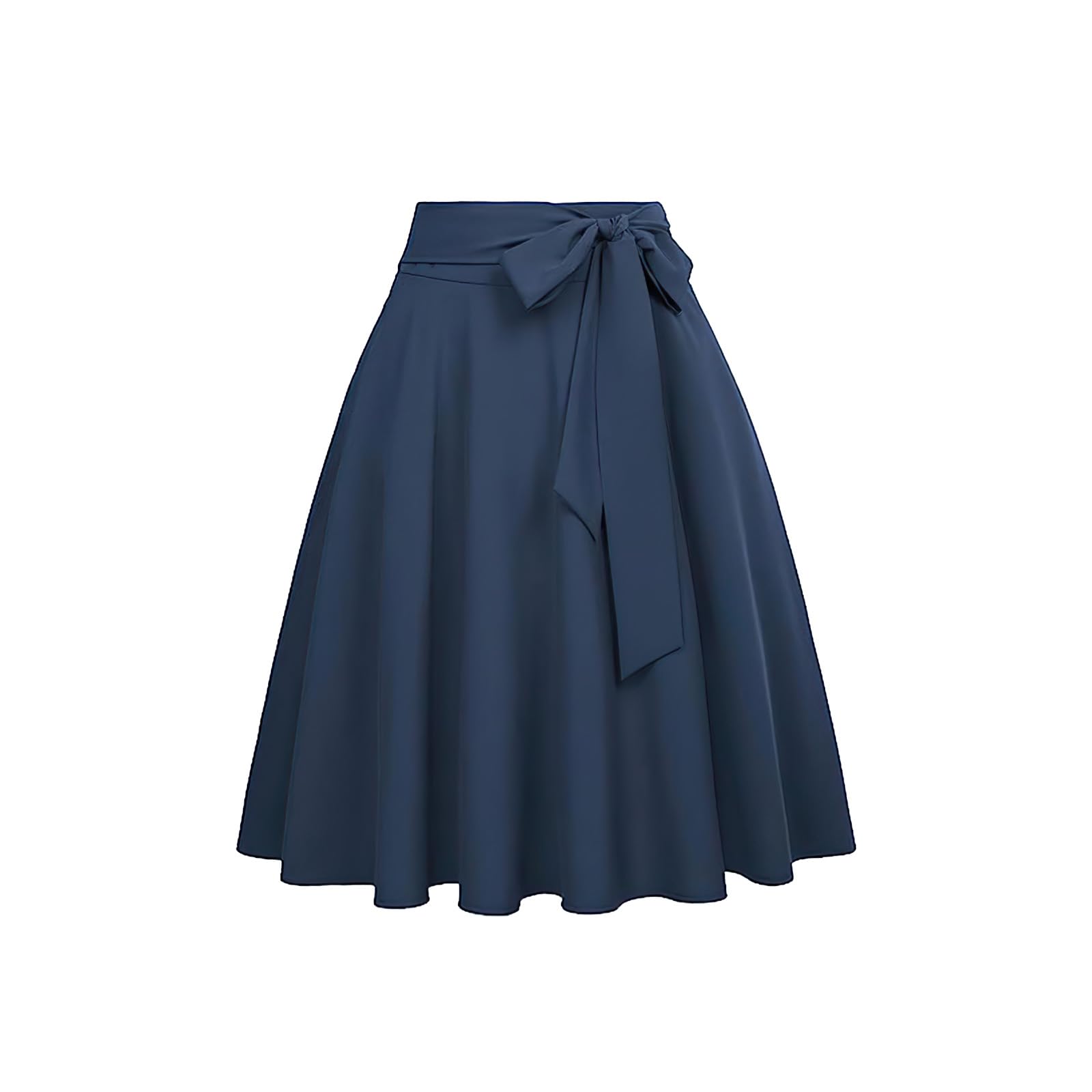 Jupe trapèze Taille Haute avec Poches pour Femmes, Jupe trapèze mi-Mollet de Couleur Unie, Jupe décontractée mi-Longue avec Poche