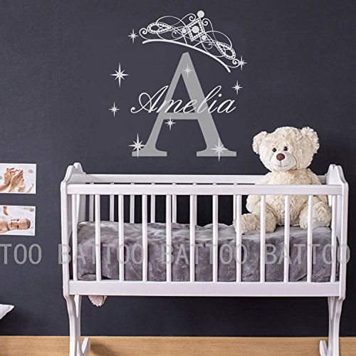 BATTOO Girls Name Wall Decal Princess Wall Decal