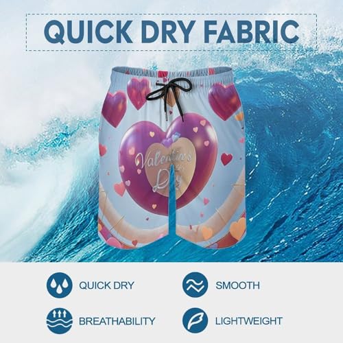 Men's Swim Trunks Quick Dry Board Shorts with Pockets Beach Shorts Valentine's Day Love Heart Bathing Suits for Men3
