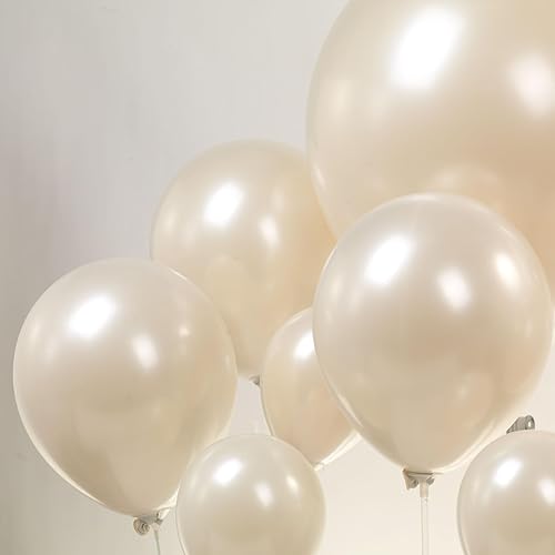 Miniatura 6 de Kozee Globos de doble relleno blanco perla de diferentes tamaños, 63 piezas, 18105 pulgadas, 2 capas, kit de guirnalda de globos de arena blanca