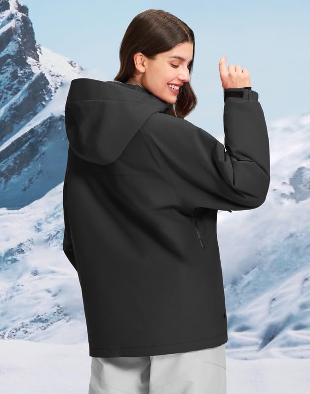 Pioneer Camp Snowboardjacke Damen Wasserdicht Winddicht Atmungsaktiv Warm Winterjacke mit Kapuze und Abnehmbarer Schneefang – Baggy Funktionelle dope skijacke für Ski Snowboard