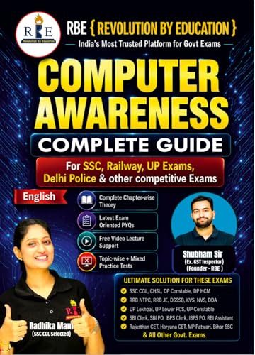 Image of Computer Awareness Book for SSC CGL, CHSL, RRB NTPC, Delhi Police & UP Exams 2026-27 | Complete Theory, Chapter-wise PYQs & Practice Sets | English Edition | Shubham Sir, Radhika Mam, RBE.