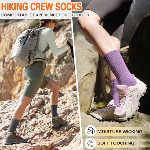 Image of Sandsuced 5 Pack Merino Wool Boot Hiking Socks for Women Warm Winter Thick Thermal Cozy Work Soft Ladies Socks