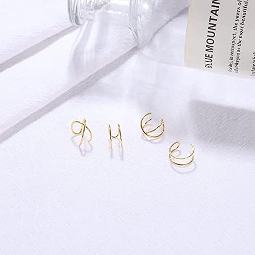 Miniatura 5 de 4 Pcs Stainless Steel Ear Cuff Criss Cross Double Lines Ear Cuffs Non-Piercing Minimalist fake Helix Earcuff Cartilage Earring, Huggie Helix
