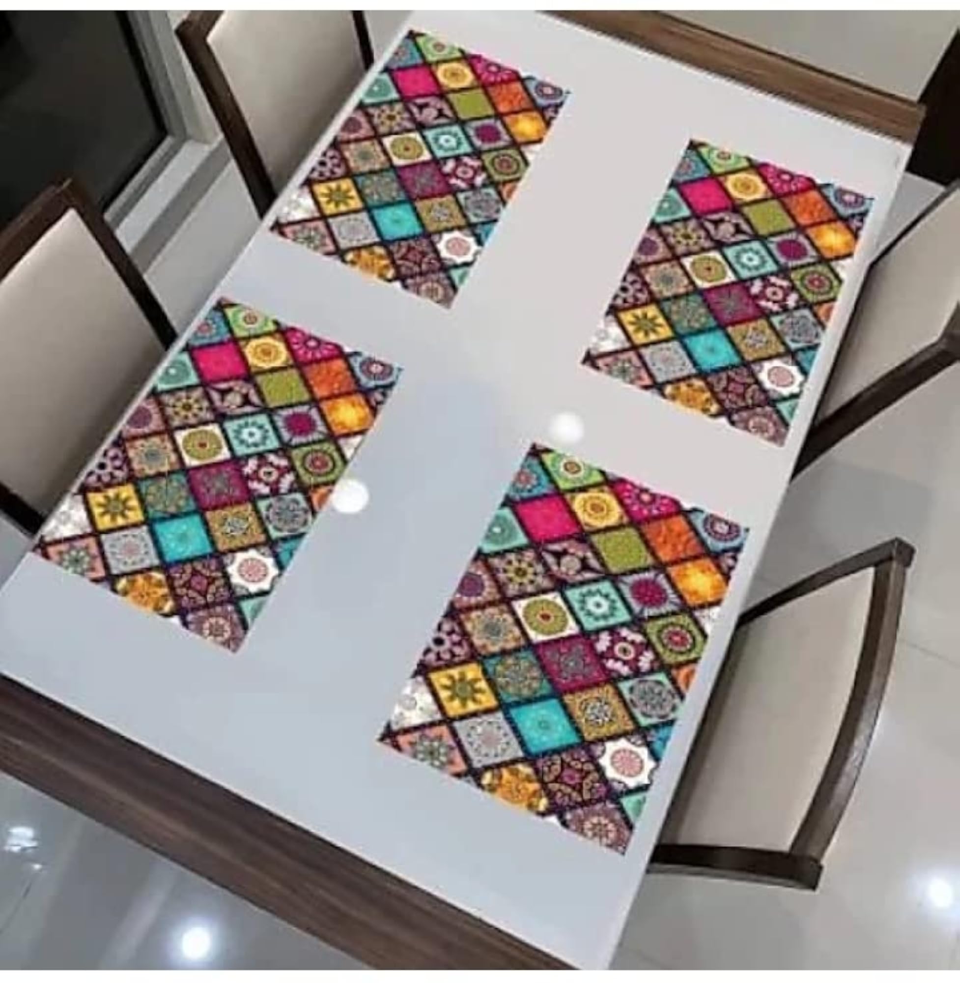 PVC Reversible Printed Dining Table Mat Set of 4