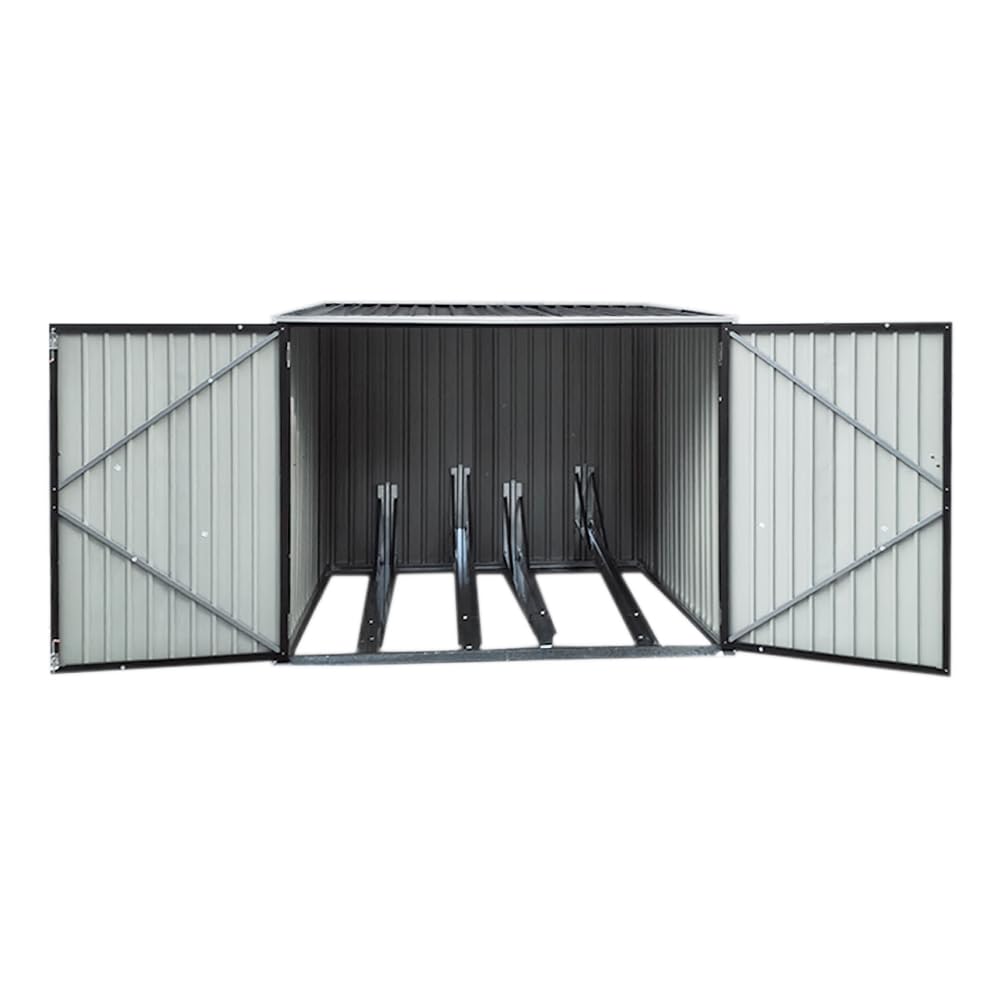 Galvanized Steel Bike Shed with Removable Gravity Locking Racks, Outdoor Bicycle Storage (D201x W196x H157m With 4 Racks) - 3