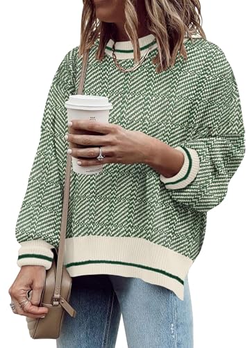 Image of Womens Sweaters Causal Crewneck Batwing Sleeve Knit Top Side Split Oversized Pullover Sweater Loose Jumper
