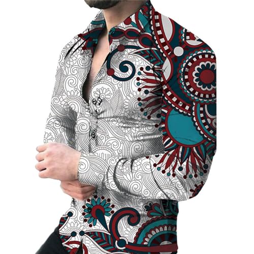 Camisa De Flores De Moda para Hombre Camisa De Manga Larga con Estampado De Tendencia Callejera Nueva Camisa Casual De Manga Larga con Solapa Color9 5XL