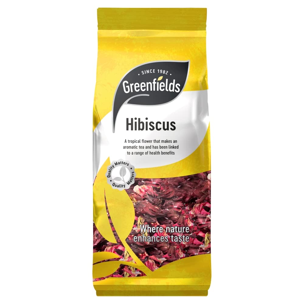 Greenfields Hibiscus Flower 65g, Premium Quality Whole Loose Dried Hibiscus Petals, Iced Tea, Herbal Tea, 100% Natual, No Caffeine