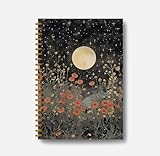 Guymn Vintage Witch Notebook Journal - Moon Notebook Journal 5.5×8.3, Floral Witch Gifts, Gothic Spiral Journal Notebook, 164 Pages, Spiral Witch Journal, Journals for Writing with Sun's and Moons