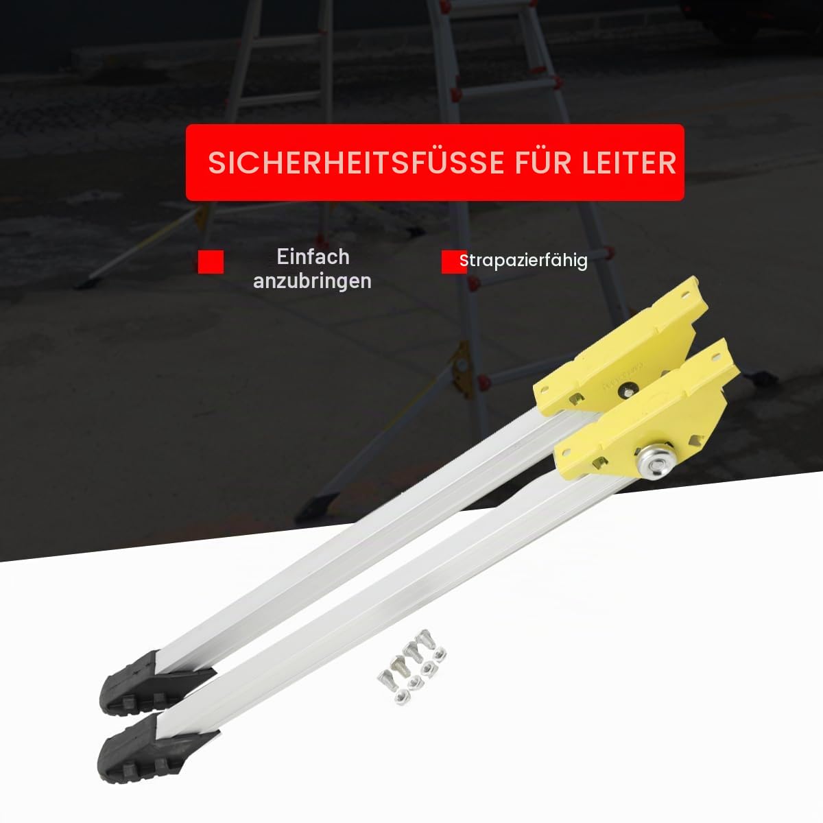 2 Stück Leiterfüße Rutschfeste Leiterbeinstabilisatoren Verstellbare Sicherheitsstützbeine Für Leitern Leiterverstärkung Stabilisato Ladung 200 Kg/440 LBS - Länge 630 mm