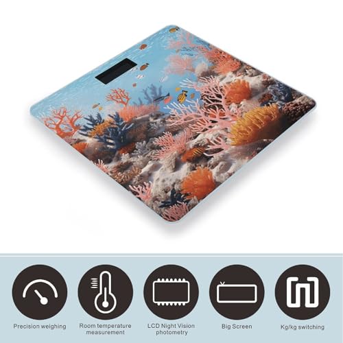 Báscula digital Coral Reef para baño 26x26 cm vidrio templado miniatura 3