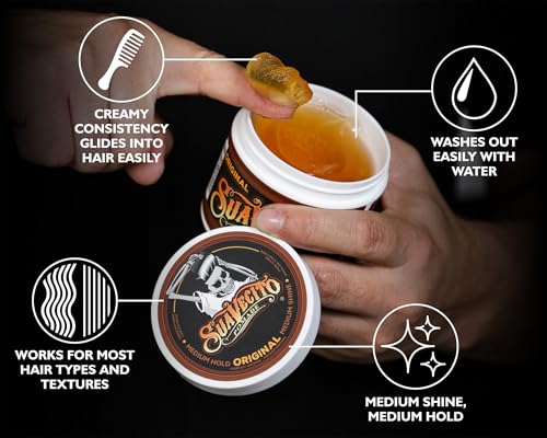 4. Bild von Suavecito Pomade Original Hold, Medium Hold Hair Pomade For Men, Medium Shine Water Based Wax, 4oz/113g 113 ml (1er Pack)