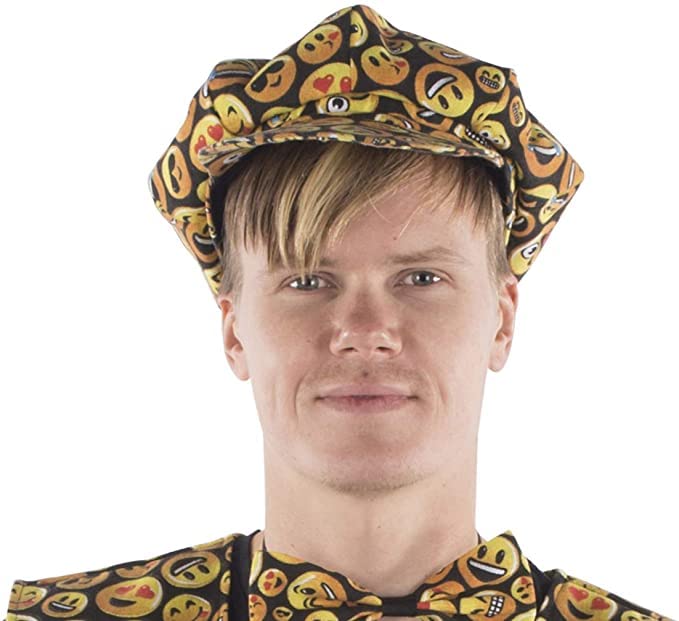 Dress Up America Boy's Emoji Smiley Face Printed Cap for Adults (One Size) Hat, Multi Colored, Multi Colored, One Size