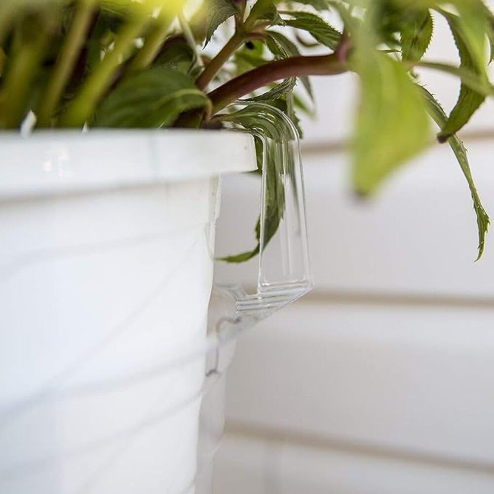 FUBESK 12 transparente Untersetzer für Kunststoff-Tropfschalen, Hängekörbe und Blumentöpfe, runde Pflanzen-Untersetzer mit Haken-Design, effizient für Wassersammlung, Innen- und Außenbereich