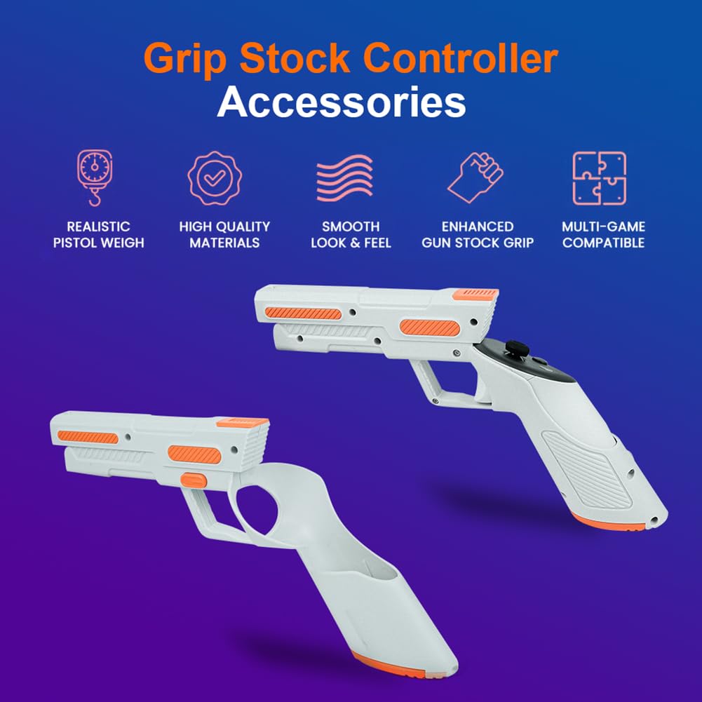 Starnearby Pistola da Gioco VR per Impugnature Controller Quest 3, Accessori per Quest 3, Maniglia Antiscivolo Custodia con Supporto Impugnatura a Pistola Compatibile avec Meta/Oculus Quest 3