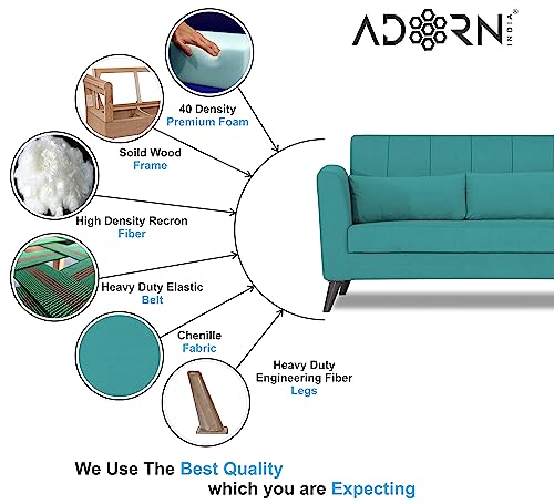 Image of Adorn India Daniel 3+2 5 Seater Sofa Set (Aqua Blue) (3 Year Warranty)
