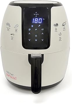 Kitchen Perfected  4L XL Family Sized Digi-Touch AIRFRYER - Portable Fryer / Grill / Oven / Steamer Uses 80% Less Oil. 1500w Extra Large Power Air Fryer in Cream and Black