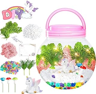 Unicorn Gifts for 4-11 Year Old Girls,Light Up Unicorn Terrarium Kit with Greeting Card,Birthday Present Christmas Stocking Filler Kids,Girls Toys Age 4 5 6 7 8+