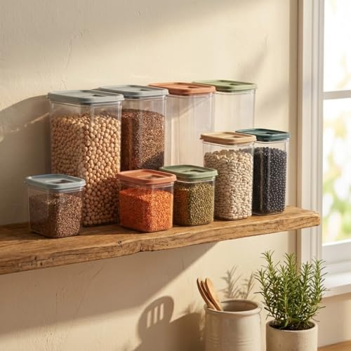 Orret Home Şeffaf Erzak Kabı Kapağı Süzgülü Saklama ve Düzenleme Kabı Plastik Gıda Saklama Kabı Bakl