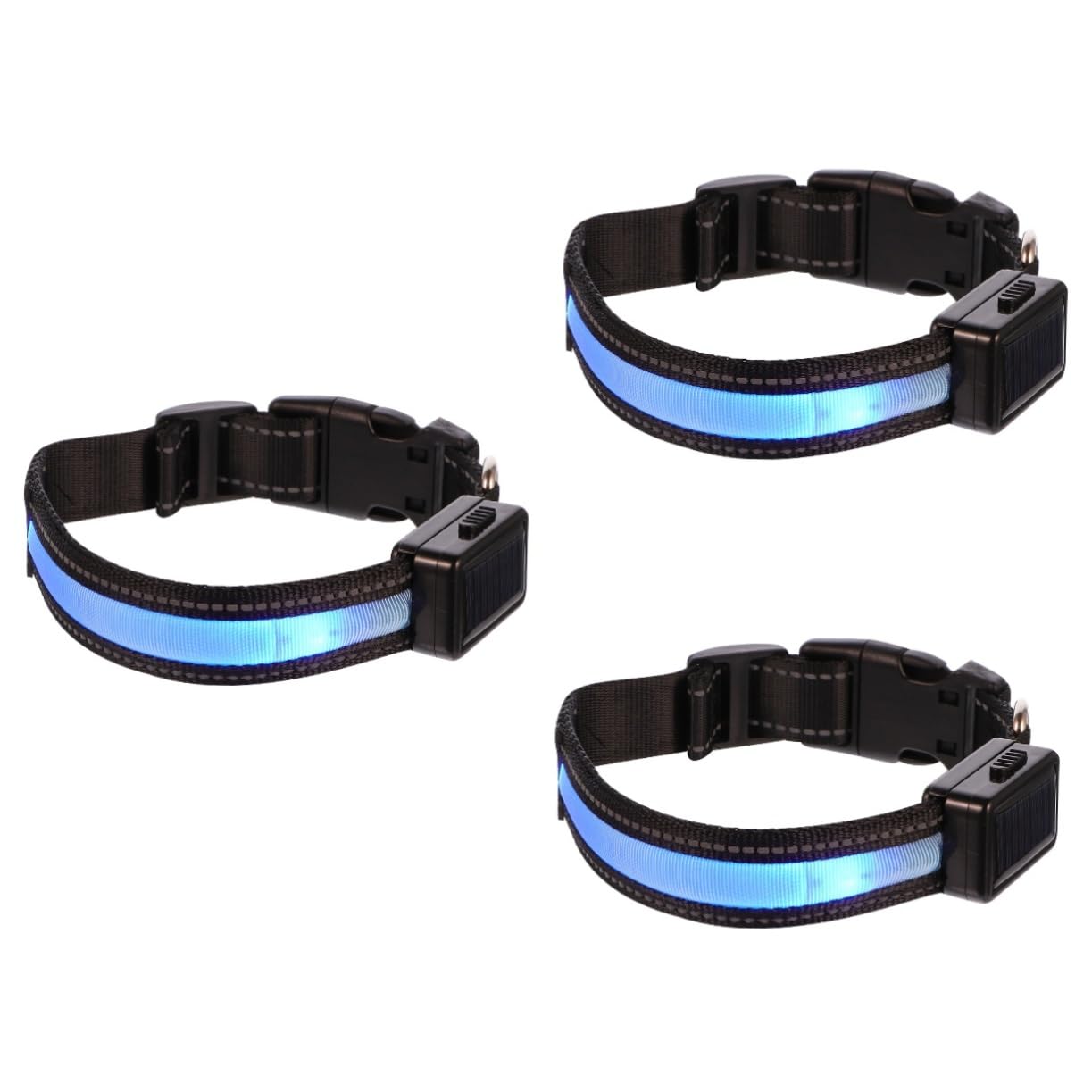 INOOMP 3ensembles Collier Lumineux USB Rechargeable pour Chiens Collier De Sécurité Nocturne avec LED Conception Solaire Et Confortable pour Promenades Nocturnes Couleur Bleue