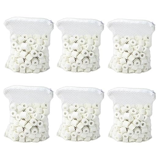 AQUANEAT Bio Ceramic Rings 6 lbs Aquarium Sump Filter Media Fish Tank Koi Pond Canister Filter Media in 6 Free Mesh Bags