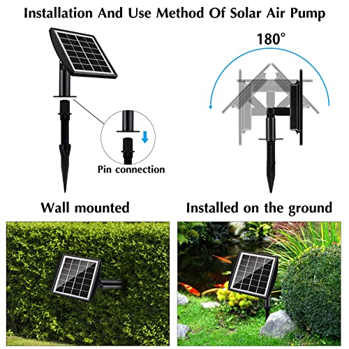 Solar Air Pump - 2 Modes Fish Air Pump, Pond Air Pump For Outdoor Fish Pond, Aquaculture, Hydroponics, Bubbleponics #TOP5